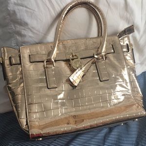 Gold Michael kors crocodile bag